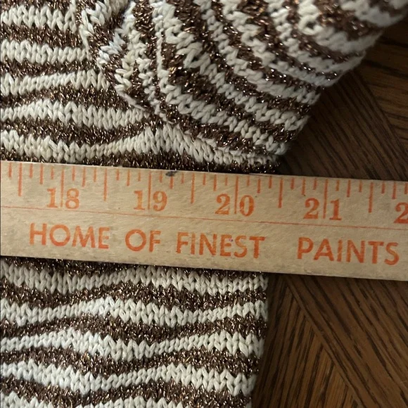 Gold Metallic & Cream Stripped Open Sweater Cardigan Duster - Picture 6 of 10